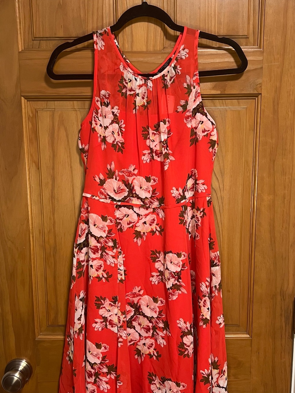 Ann Taylor Coral Floral Sleeveless cocktail Dress